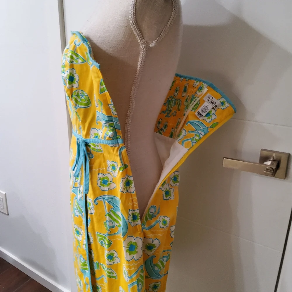 Lilly Pulitzer Floral Monkey Strapless Dress Size 6 - Picture 7 of 11